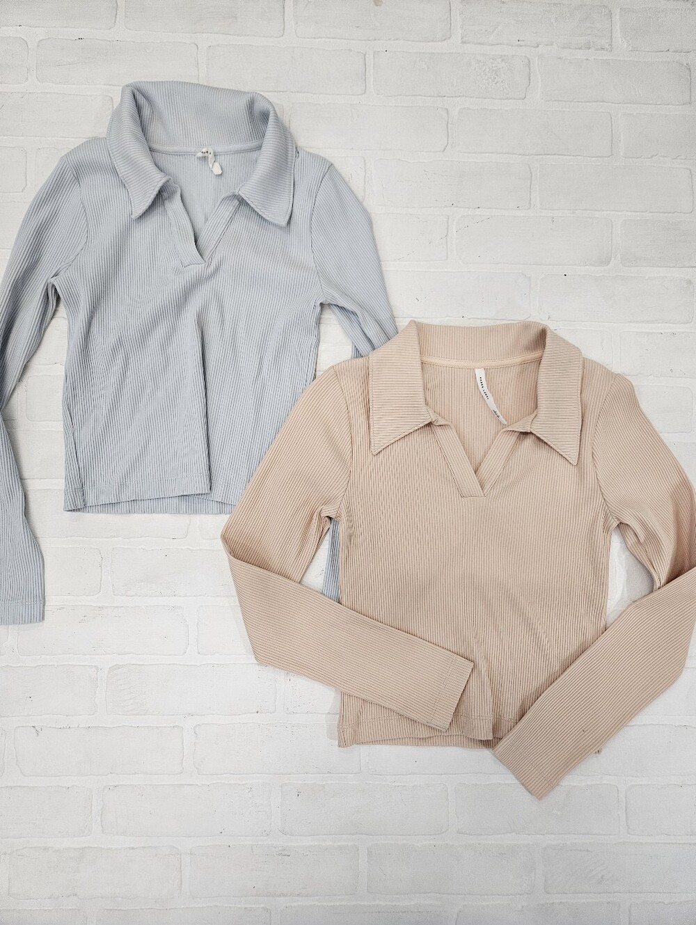 Pima Cotton Ribbed Collared Tops